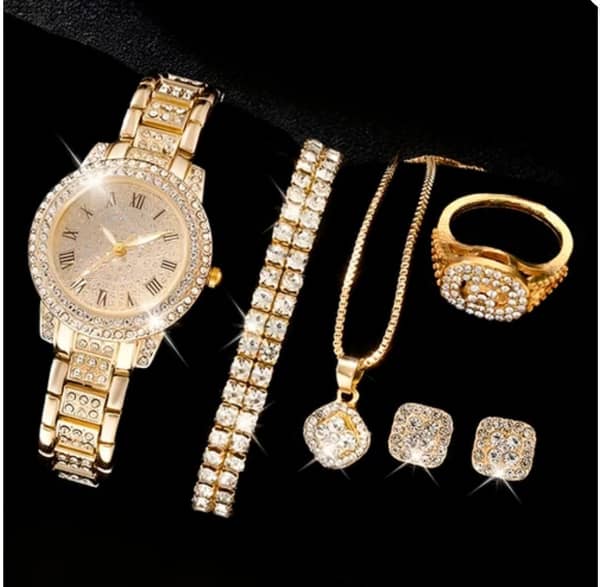 Reloj + Pulsera + Anillo+ caravanas +Cadena